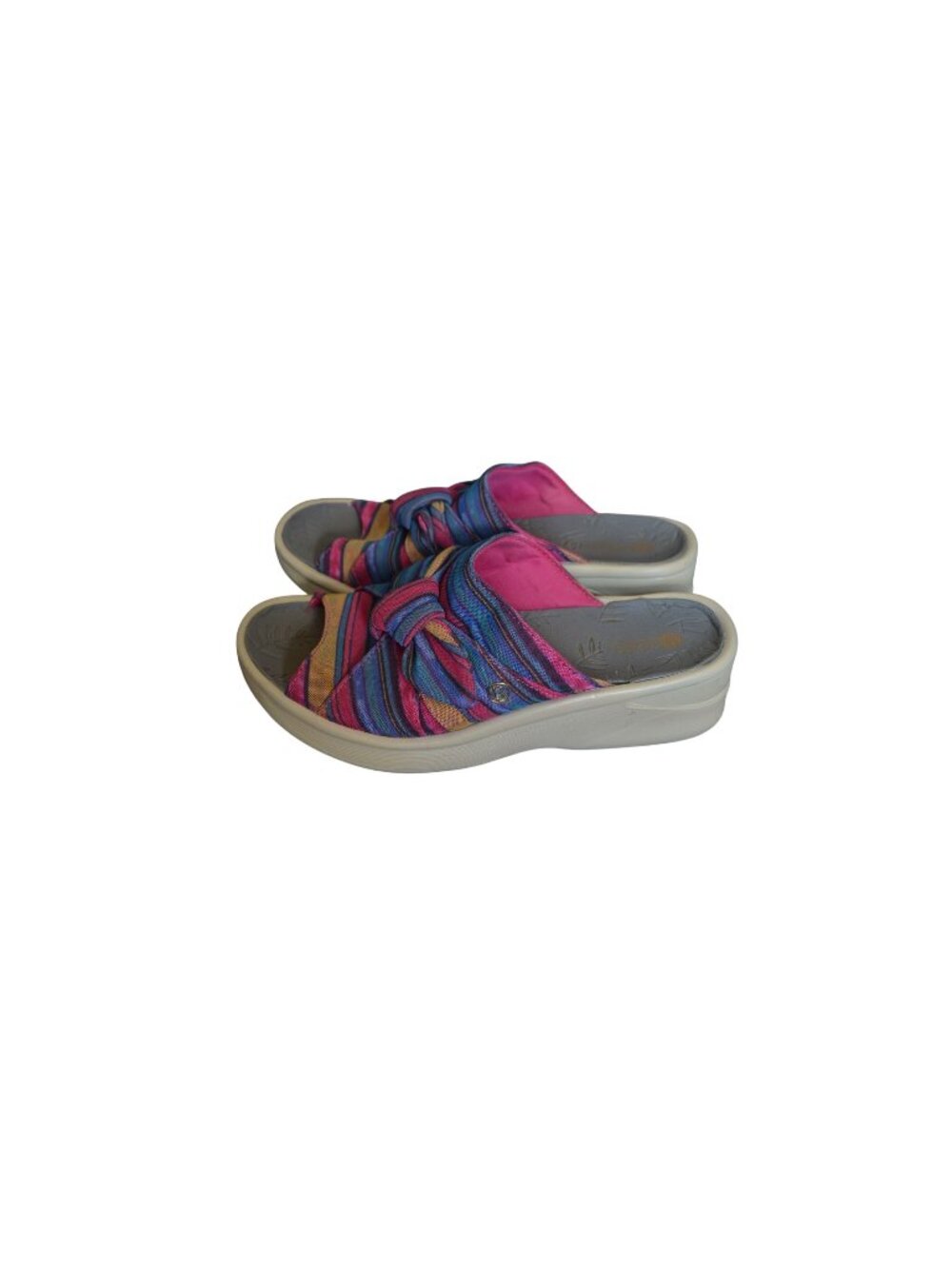 Bzees Women's Smile II Wedge Sandals Multi Colored Striped Size 8.5 Summer Casua